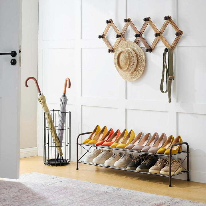 Hoctieon Schuhregal im Netz-Stil mit 2 Ebenen, Schuhregal für den Eingangsbereich, Schuhaufbewahrung