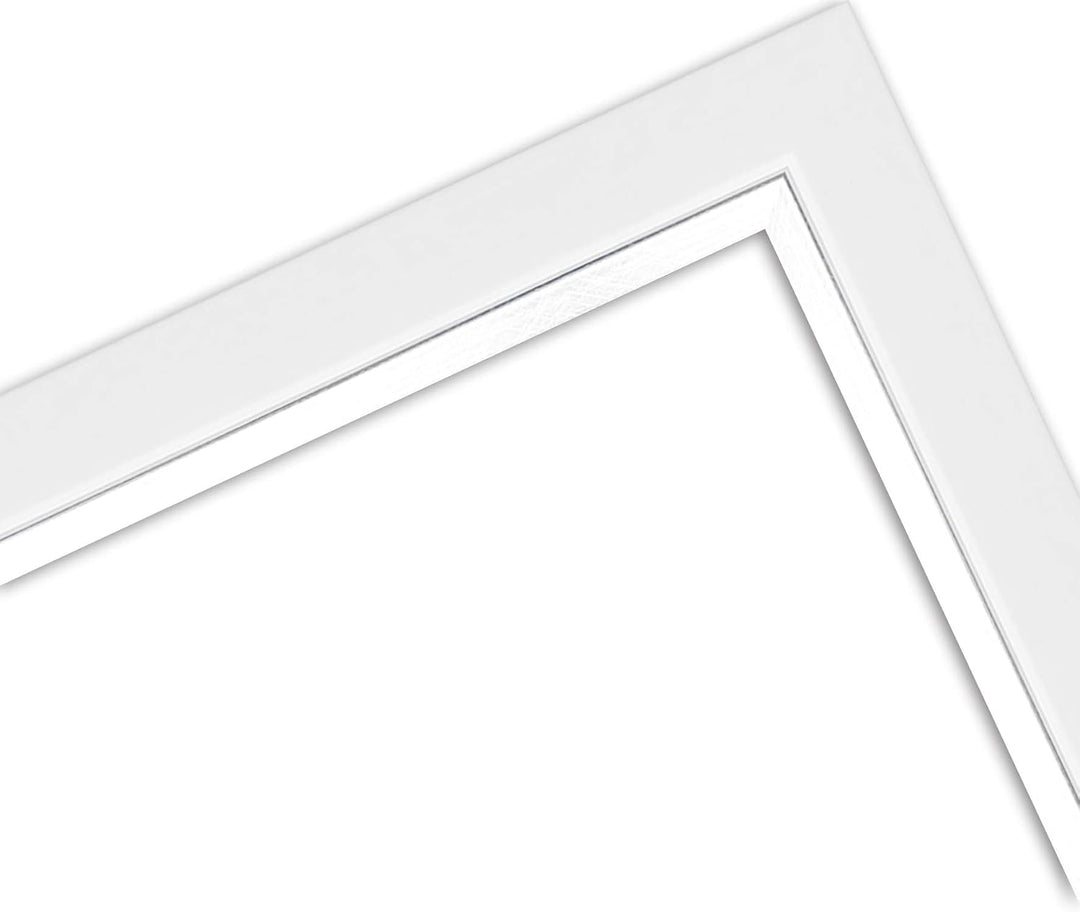 WANDStyle Bilderrahmen Modern 40x60cm I Farbe: Weiss mit Silber-Kante I Fotorahmen I klassischer Bil