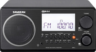 Sangean WR-2 Desktop-Radio (UKW/MW-Tuner, 7 W-Lautsprecher, Gleichstrombetrieb, Kopfhöreranschluss)