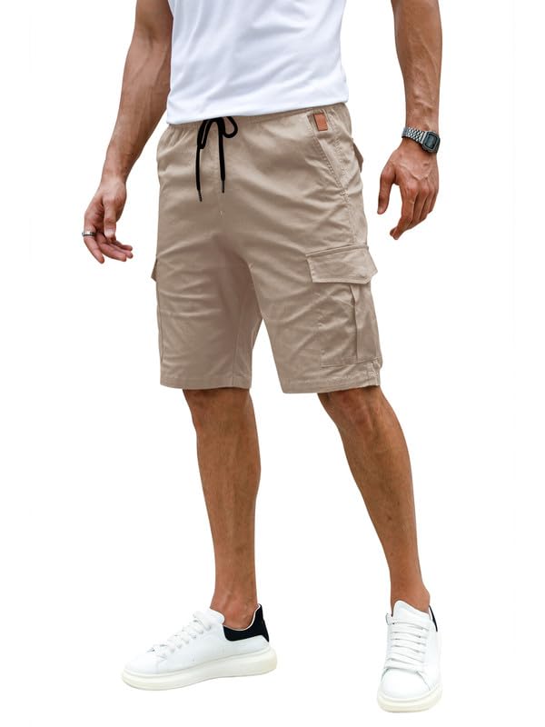 Elegancity Kurze Hosen Herren Cargo Shorts Sommer Freizeithose Kurze Elastische Taille Chino Shorts