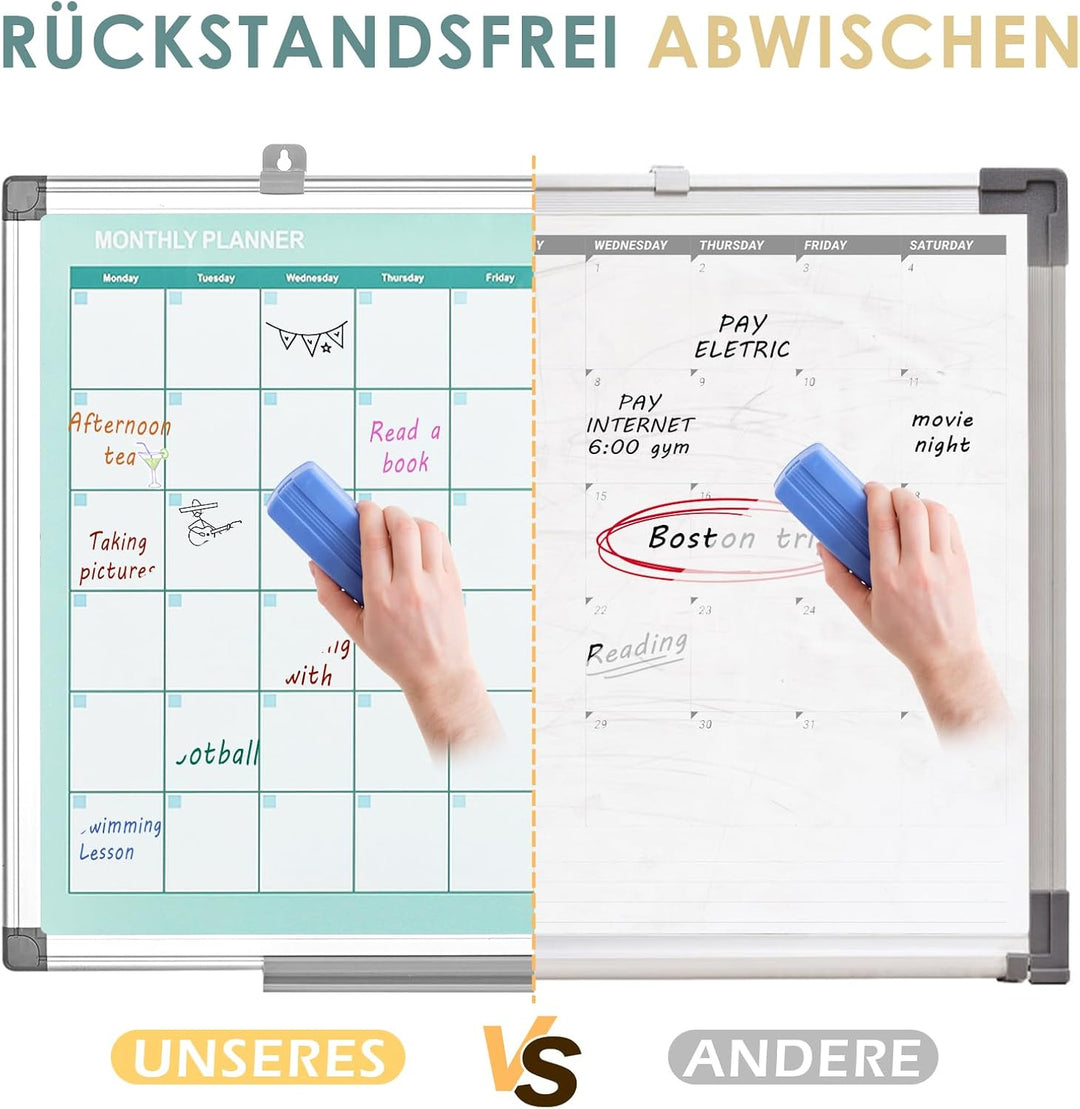 MAKELLO Magnetischer Monatskalender, Whiteboard, 91,4 x 61 cm, trocken abwischbar, Wandmontage, Alum