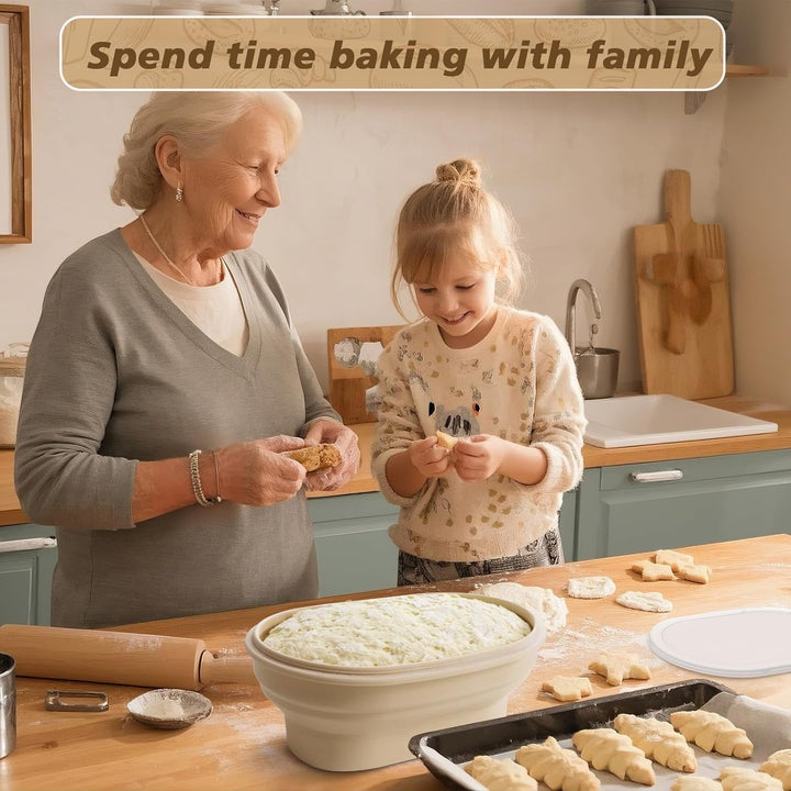 Brotkorb Set, Backzubehör für Brot, Faltbarer Sauerteig-Starterwärmer aus Silikon, präzise Thermosta