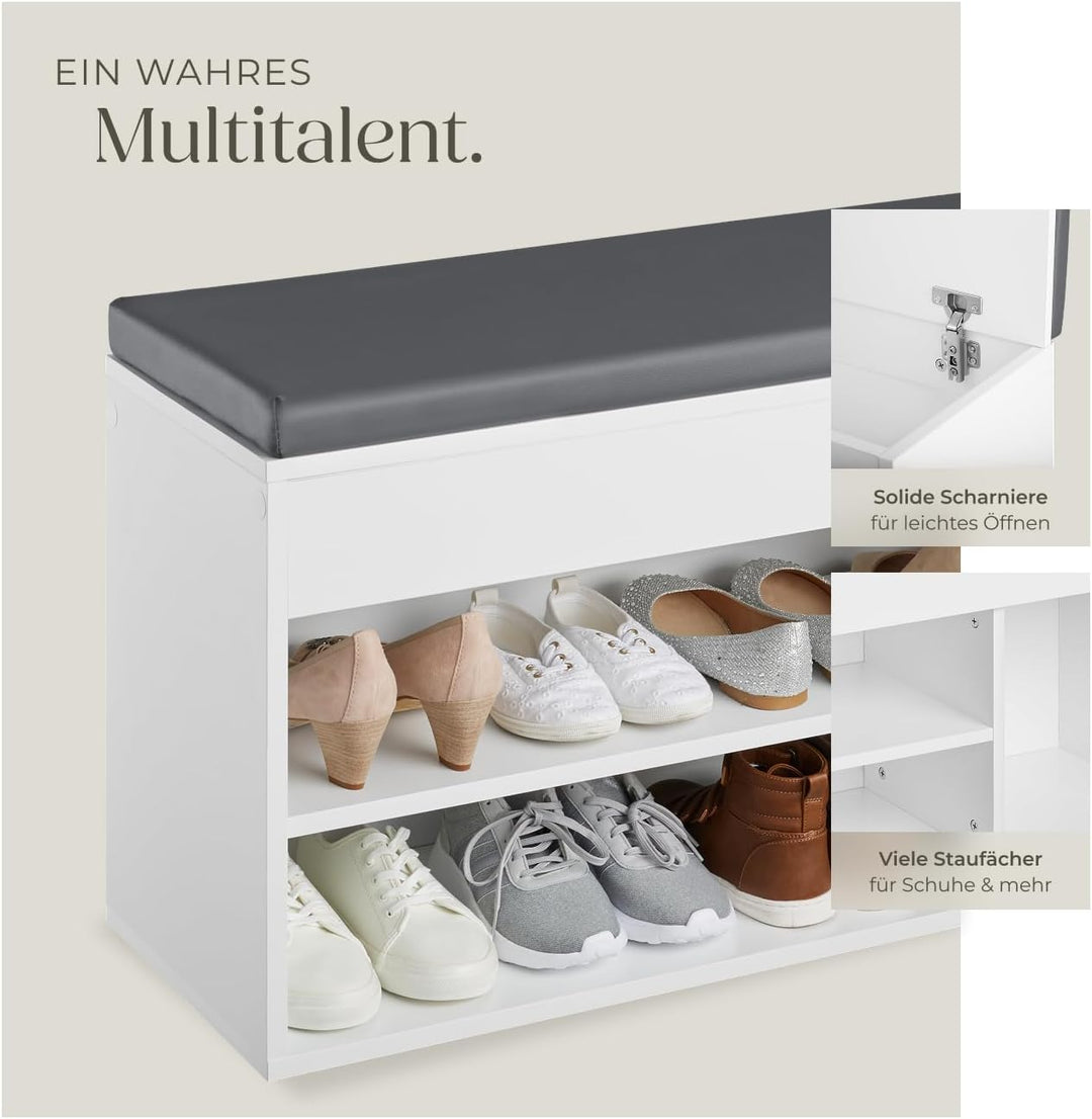 tectake® Sitzbank mit Stauraum, Schuhregal mit Sitzbank, 104 x 30 x 49 cm, Hocker mit Stauraum & Sch