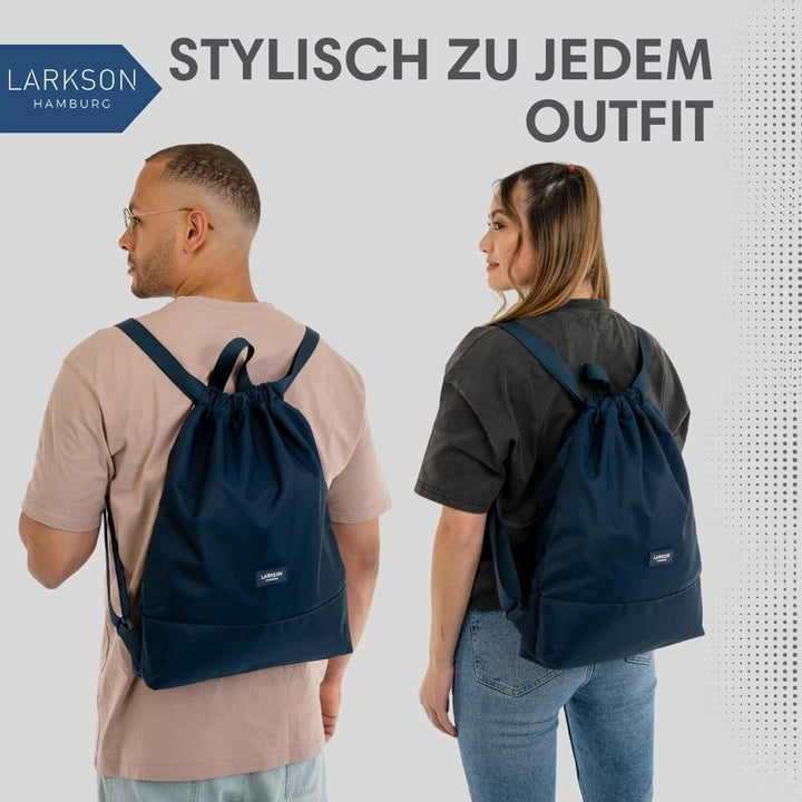 LARKSON Turnbeutel Damen &amp; Herren Dunkelblau - No 7 - Rucksack Damen für Sport und Festival - Beutel