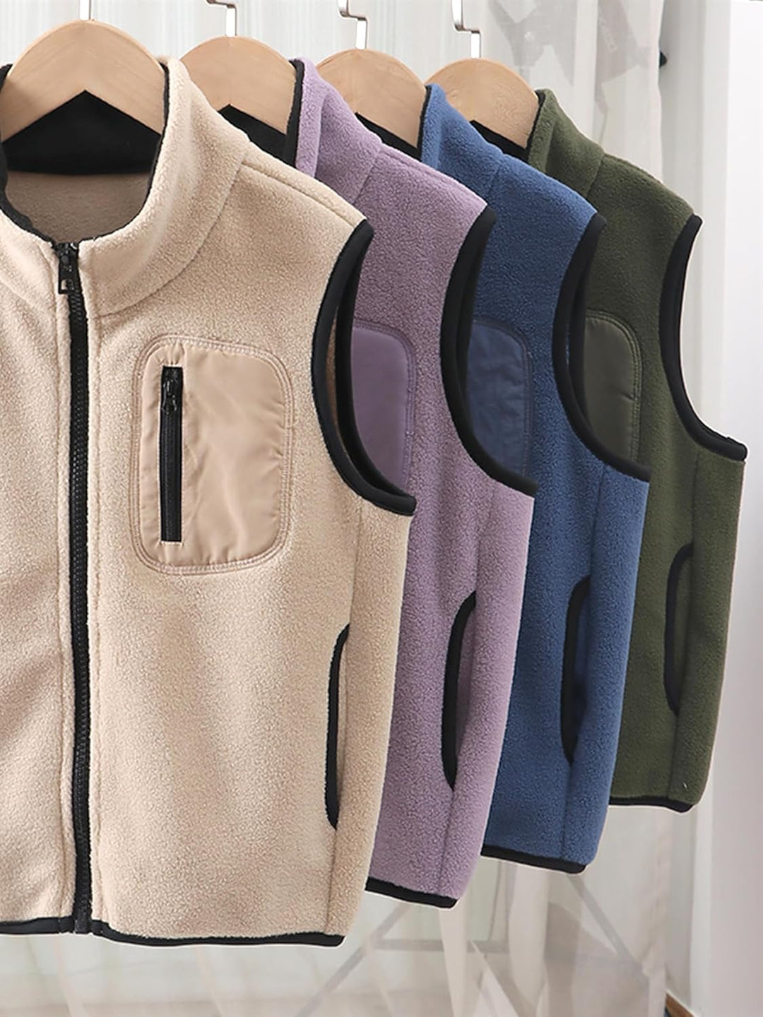 Kleinkind Kinder Fleeceweste Stehkragen Ärmellose Jacke Polar Fleece Reissverschluss Weste Solide El
