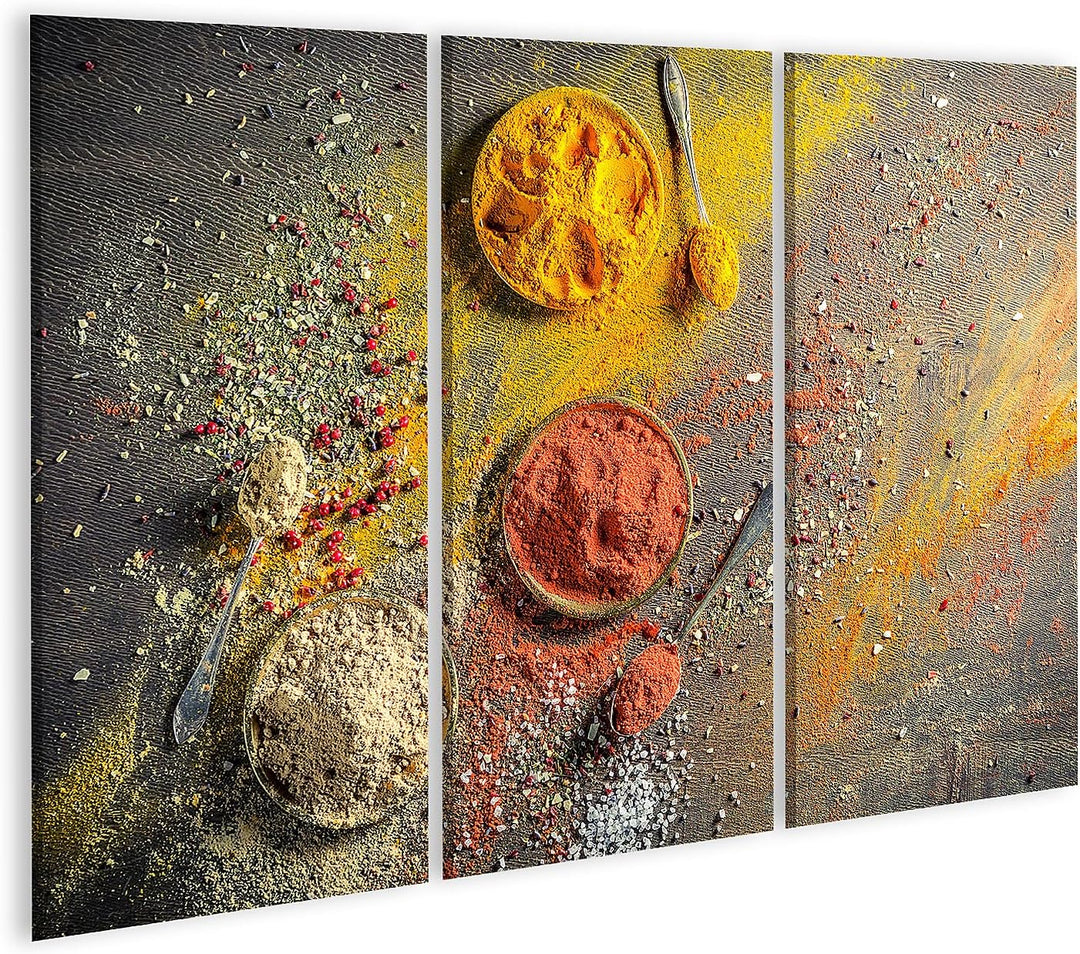 islandburner Bild auf Leinwand Vivid Gewürze Und Kräuter Auf Altem Tisch Bilder Wandbilder Poster Le