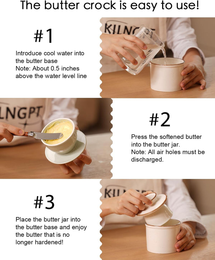 Jersinwei Butterdose mit Deckel, reaktive Glasur, französischer Buttertopf für Theke, Keramik-Butter