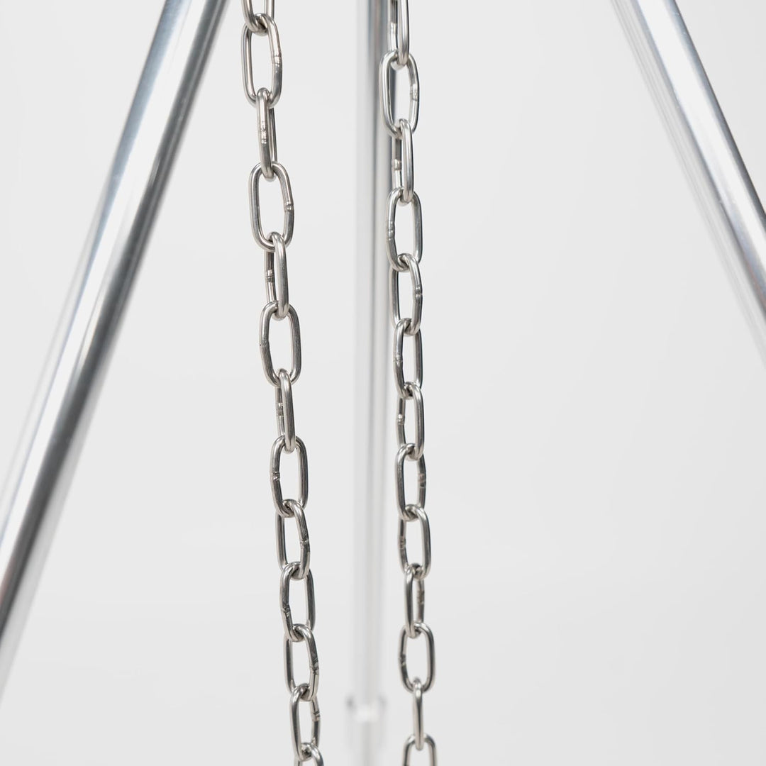 BOXIO - TRIPOD: Leichtes Camping Dreibein aus Aluminium mit Haken & Kette | Steckbares Stativ für Ou