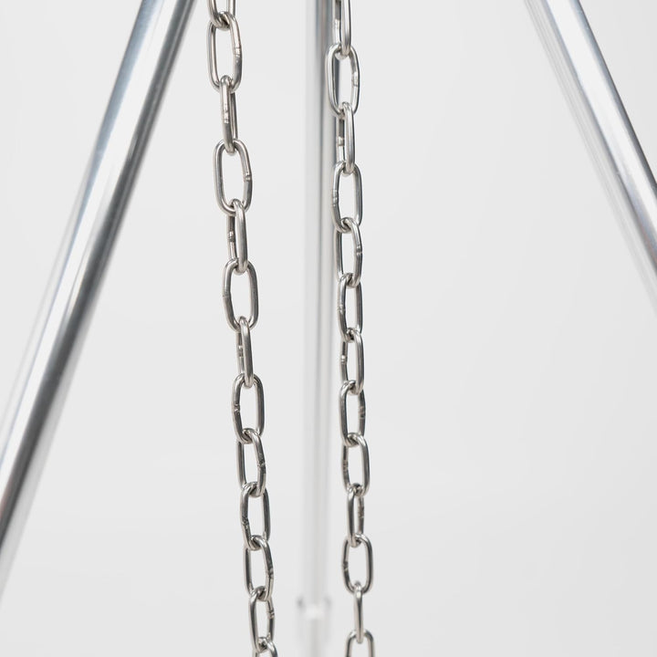 BOXIO - TRIPOD: Leichtes Camping Dreibein aus Aluminium mit Haken & Kette | Steckbares Stativ für Ou