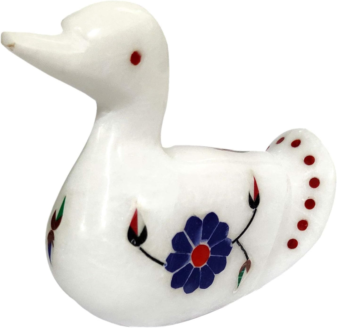 Purpledip Marmor-Statue "Divine Duck", Edelstein-Inlay, Sammlerstück (12105)