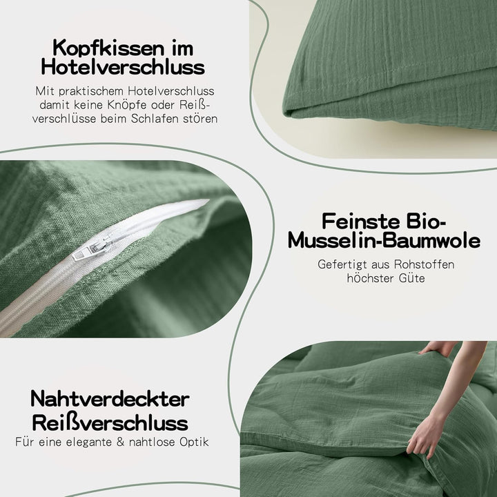 Hook Kinderbettwäsche Set 100x135 cm aus 100% Musselin Baumwolle – Atmungsaktiv & Weich, Handgeferti
