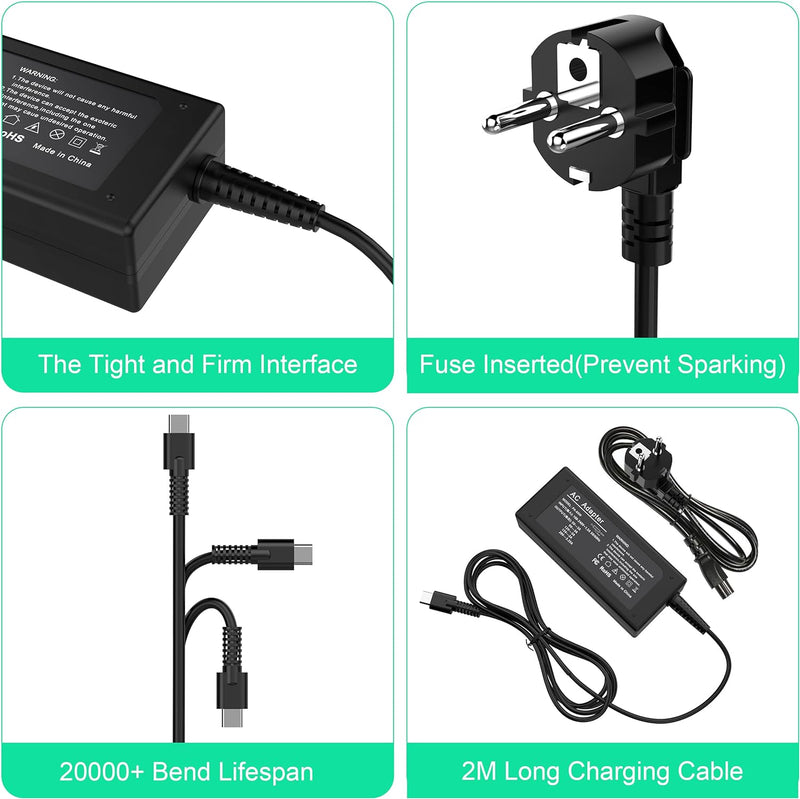 65 W USB Typ C Laptop-Ladegerät, Universal Adapter Netzteil für Mac Book Pro/Lenovo ThinkPad/Samsung