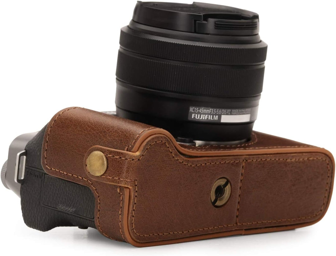 MegaGear MG1886 Ever Ready Kameratasche aus Echtleder, für Fujifilm X-T200, Braun, braun