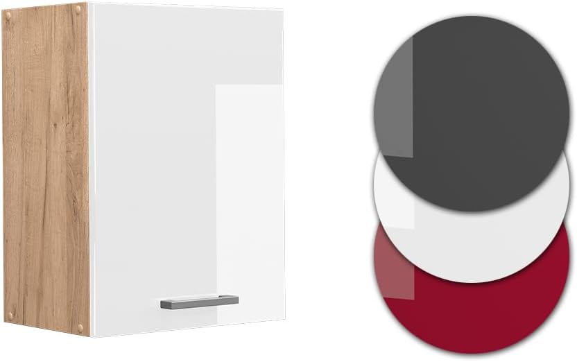Vicco Hängeschrank R-Line, Weiss Hochglanz/Goldkraft Eiche, 45 cm Weiss Hochglanz Hängeschrank 45 cm
