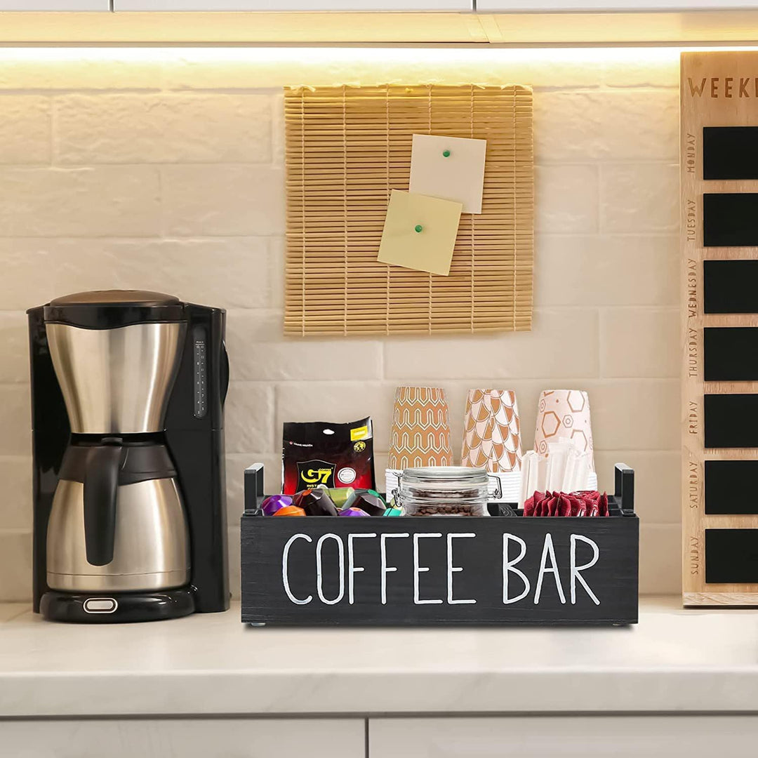Kaffee-Station Veranstalter, Holz Kaffee-Bar Veranstalter mit Griff K Cup Veranstalter Kaffee-Pods-H