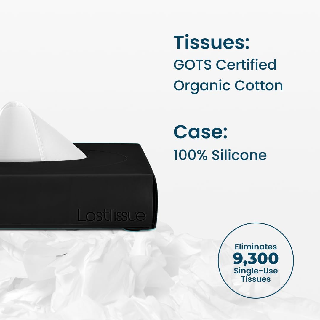 LastTissue® Wiederverwendbare Taschentuch Box - mit 18 Weichen Bio Baumwolltüchern - umweltfreundlic
