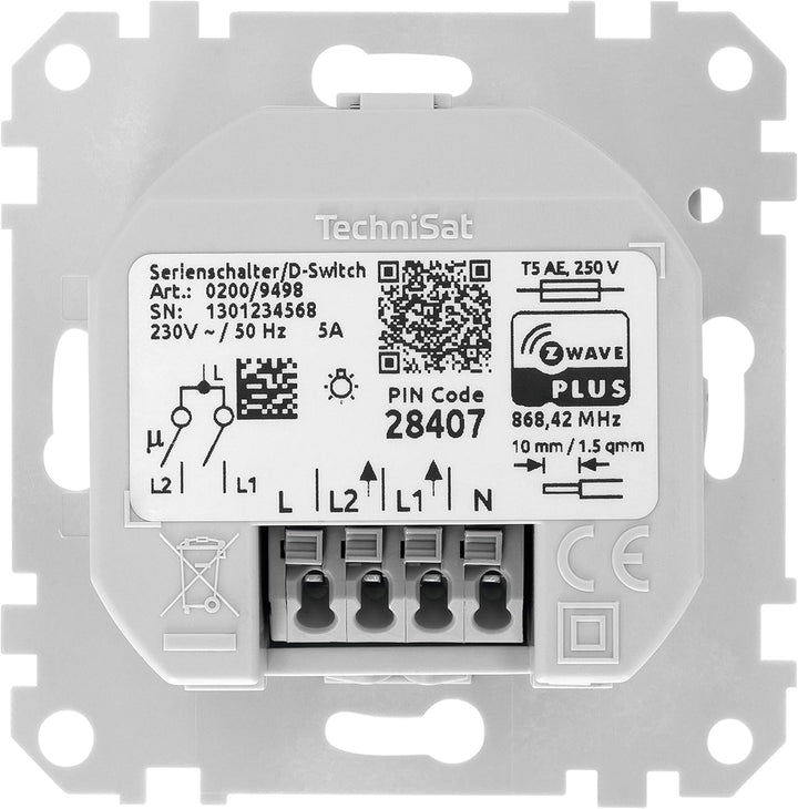 TechniSat Smart Home Serienschalter-Einsatz (Unterputzdose, Z-Wave Plus, smarte Licht-Steuerung per