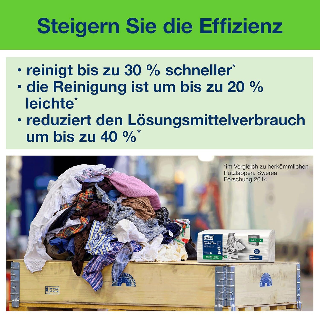 Tork Extra-Starke Reinigungstücher 99% biobasiert, Weiss W4, 1 x 105 Tücher, 930179 41.5 cm L x 35.5