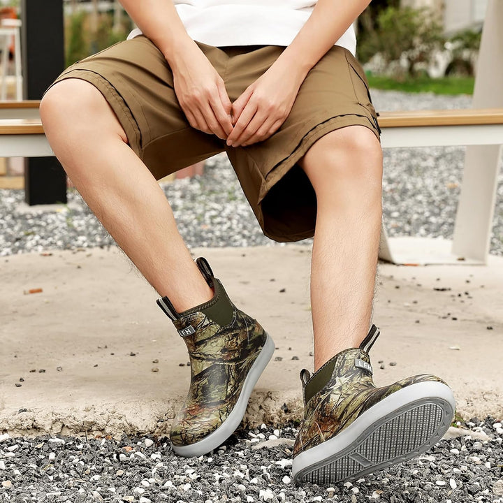 Gummistiefel Kurz Herren, Wasserdicht Anti-Rutsch Gartenstiefel 38 EU Olivgrüner Druck, 38 EU Olivgr