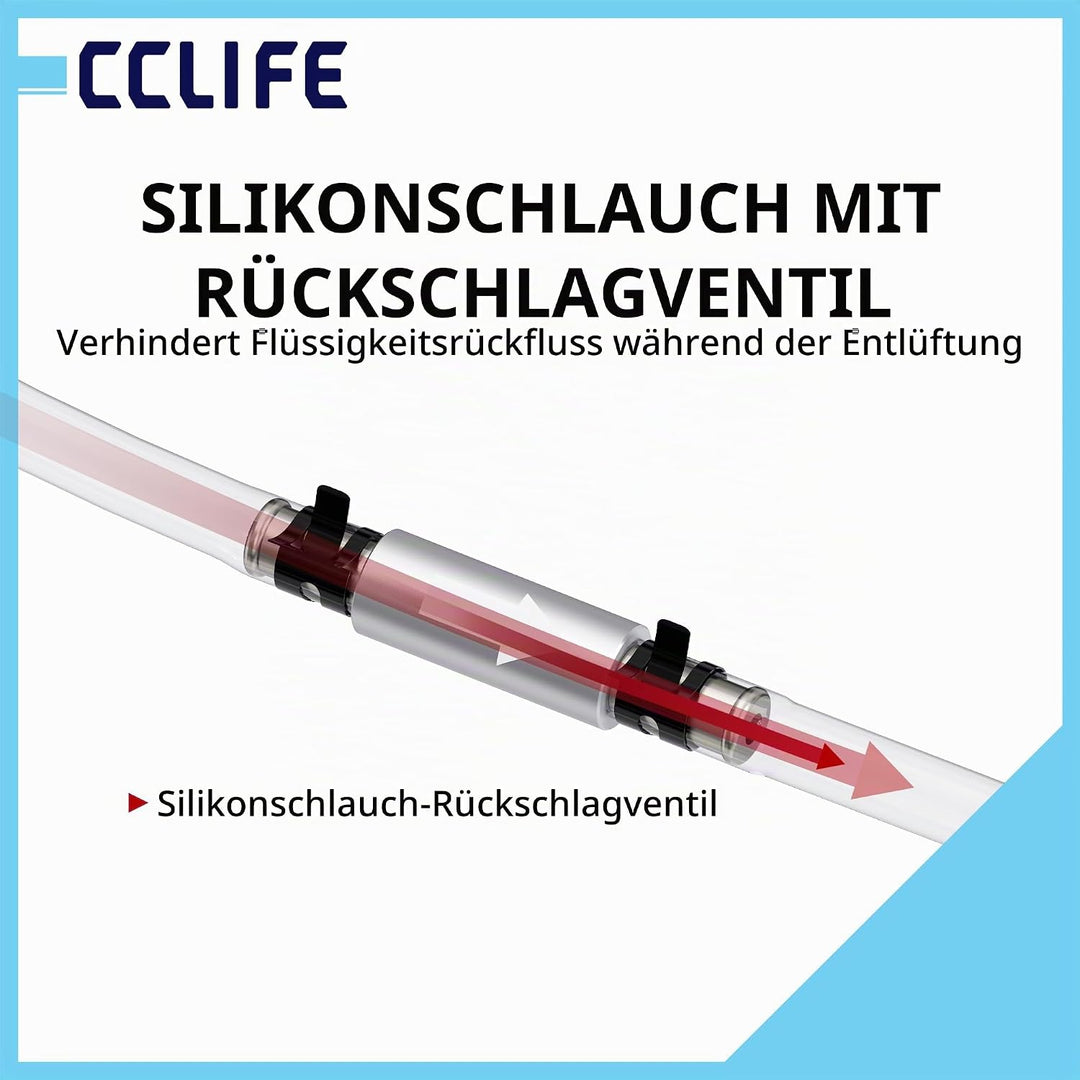 CCLIFE 7tlg Bremsenentlüftungsschlüssel Set, 7–12 mm, 12-Kant Stecknuss, mit 1,2 m Silikonschlauch &amp;