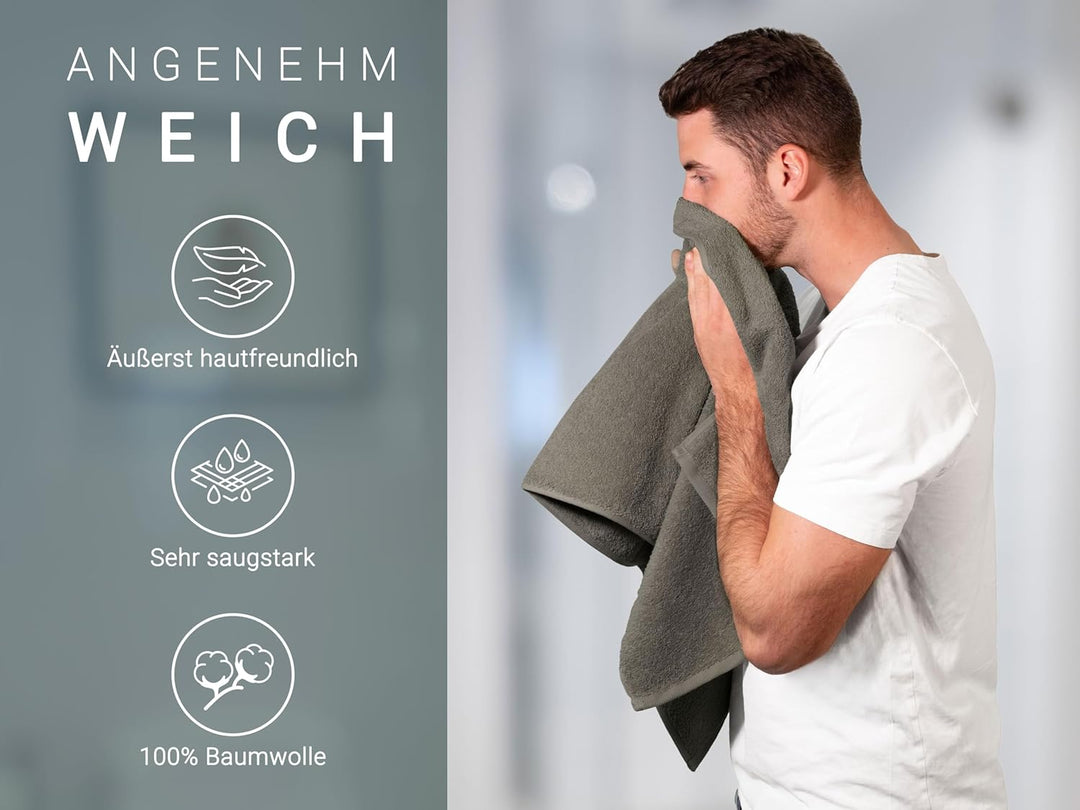 ZOLLNER 6er Set Handtücher, 50x100 cm, Baumwolle, Kochfest, Taupe 50 x 100 cm Braun, 50 x 100 cm Bra
