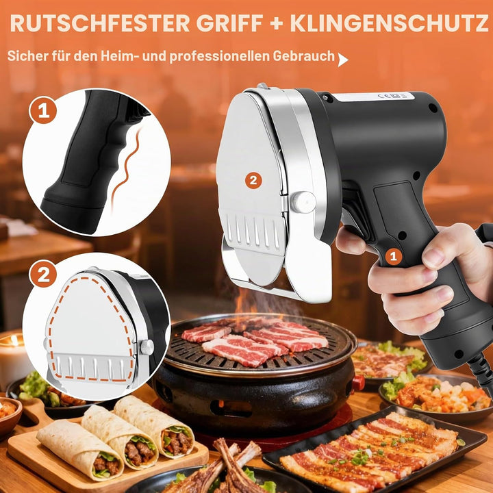 YJINGRUI Dönermesser Elektrisch, Elektrisches Kebabmesser/Schneidemesser, 2 Edelstahlklingen, 80 Wa