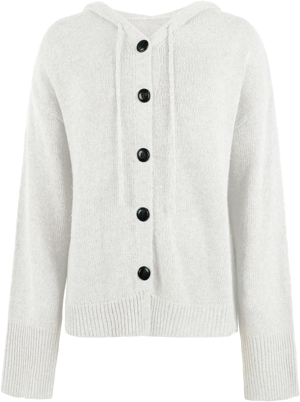 Vcindai Damen Langarm Grobstrickjacke Kurz Strickjacke Herbst Winter Strickmantel mit Kapuze M Weiss