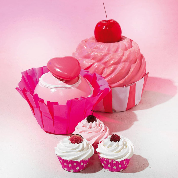 Dekorative Cupcakes Deko-Muffins 3 Stück Lebensmittel-Attrappen 8 cm rosa