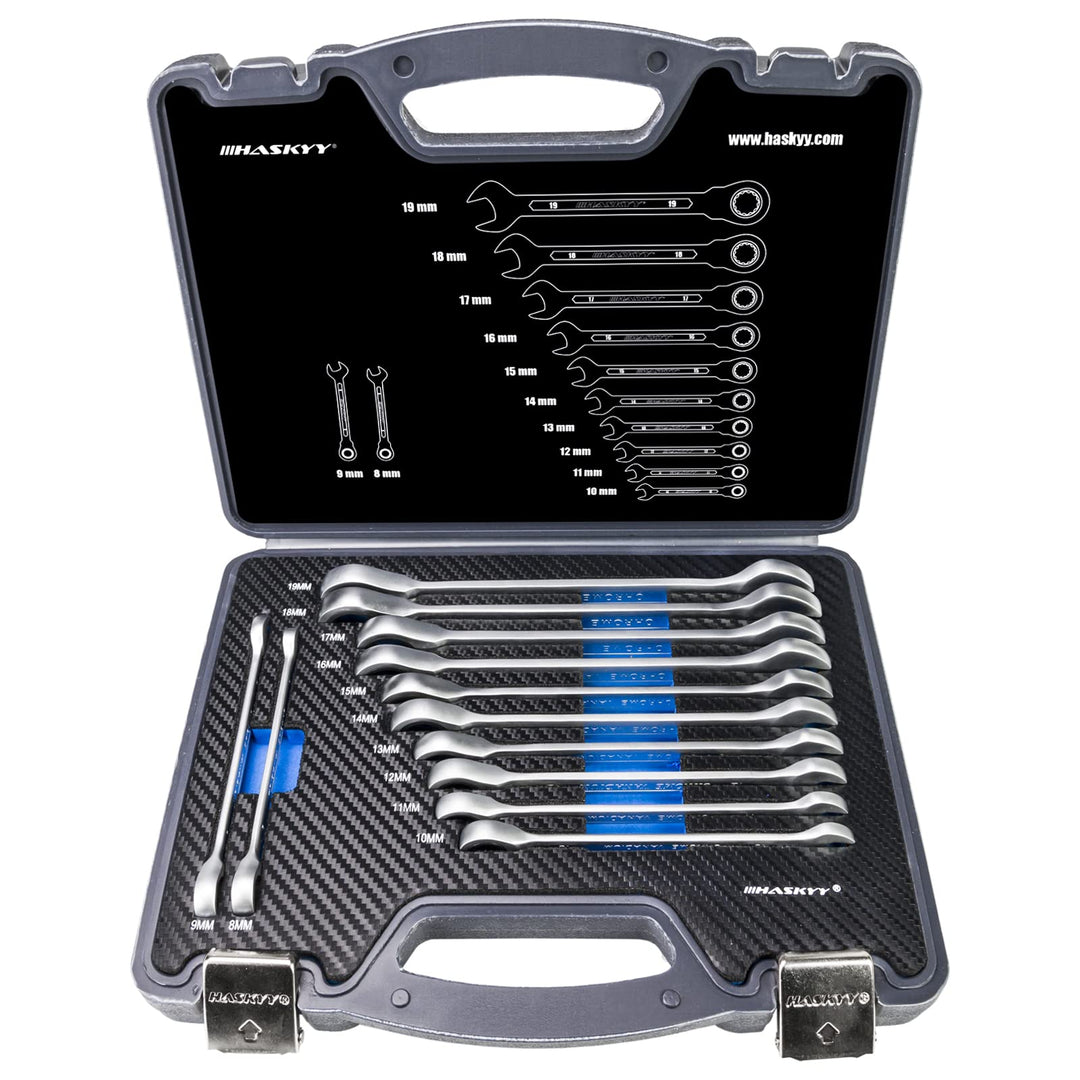 Ratschenschlüssel Ring Maul Ratsche Schlüssel Satz 8-19 mm Werkzeug Set 12 tlg