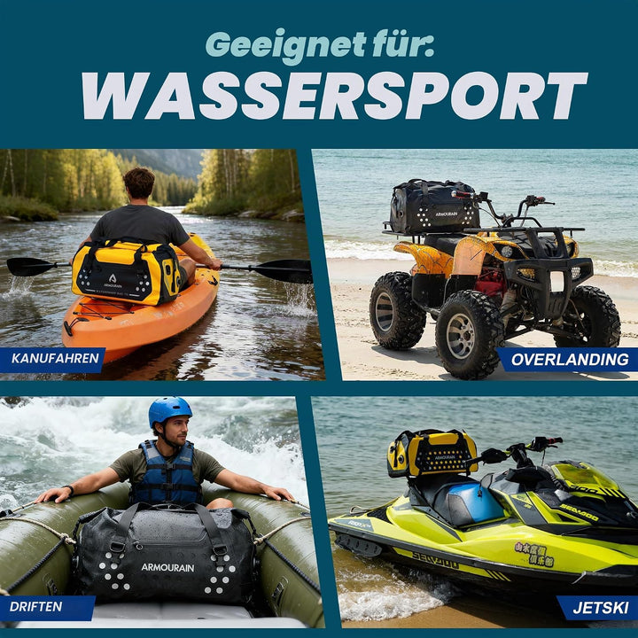 Motorrad-Trockentasche 75 L Grosse wasserdichte Reisetasche, Faltbare Reisetasche, Kofferraum-Sitzta