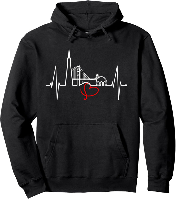 San Francisco Skyline Herzschlag Kalifornien San Francisco Pullover Hoodie