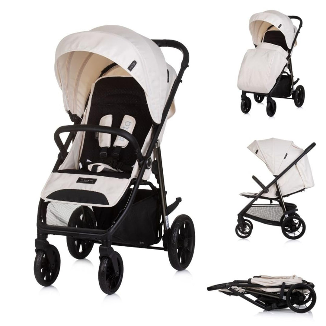 Chipolino Kinderwagen Buggy Insta, Fussabdeckung, Federung, Korb, Gurt, klappbar beige, beige