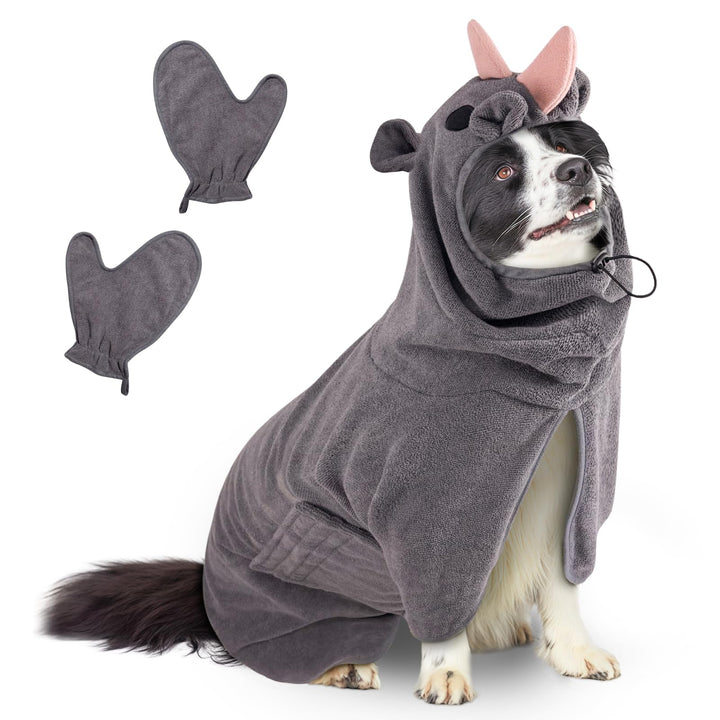 Bademantel für Hunde, Hundebademantel Aus Mikrofaser, Verstellbares Halsband Mit Klettverschluss Sch