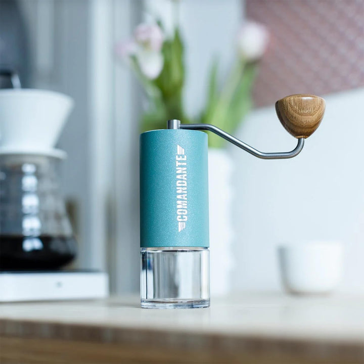 Comandante Kaffeemühle C40 MK4 Nitro Blade, Alpine Lagoon, Silber, Braun, C40-MK4NB-AL