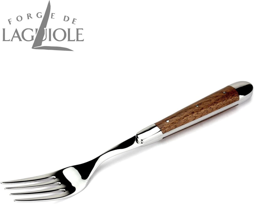Forge de Laguiole - Set ein Steakmesser und eine Gabel - Griff Nussbaumholz - Besteck Frankreich - S
