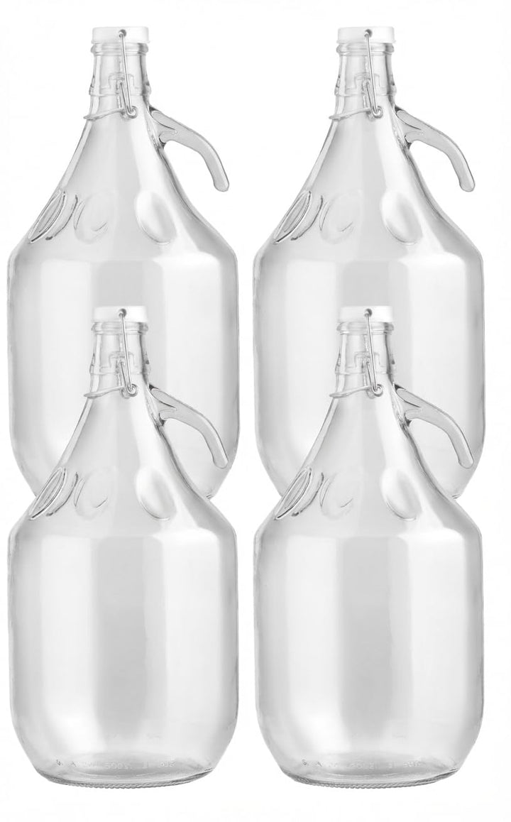 lilawelt24 4 STÜCK 5L Gärballon mit BÜGELVERSCHLUSS Flasche Glasballon Weinballon Bügelflasche Glasf