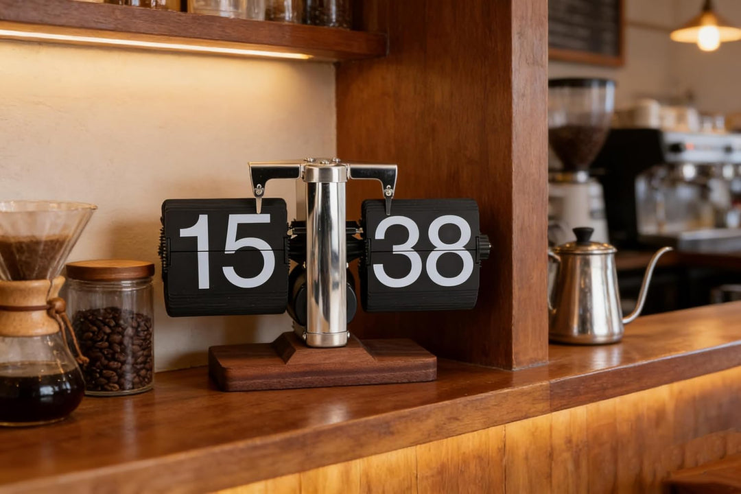 Klappuhr Schreibtisch, Flip Uhr Wortuhr Wecker Retro Deko Tischuhr Vintage Klappzahlenuhr Batteriebe