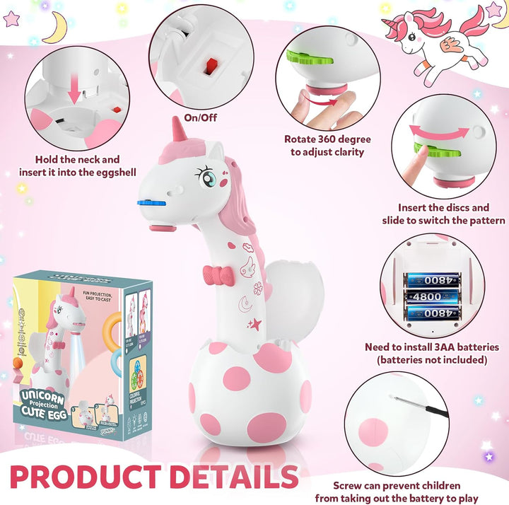 Geschenke für Mädchen Kinder Zeichenprojektor mit 96 Motiven, KETIEE Einhorn Kunst Projektor für Zei