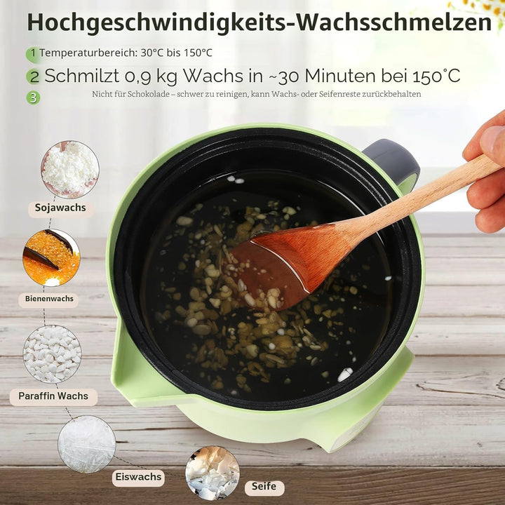 Elektrischer Wachsschmelzer 1,5 L mit präziser Temperaturregelung (30–150 °C), Antihaftbeschichtung