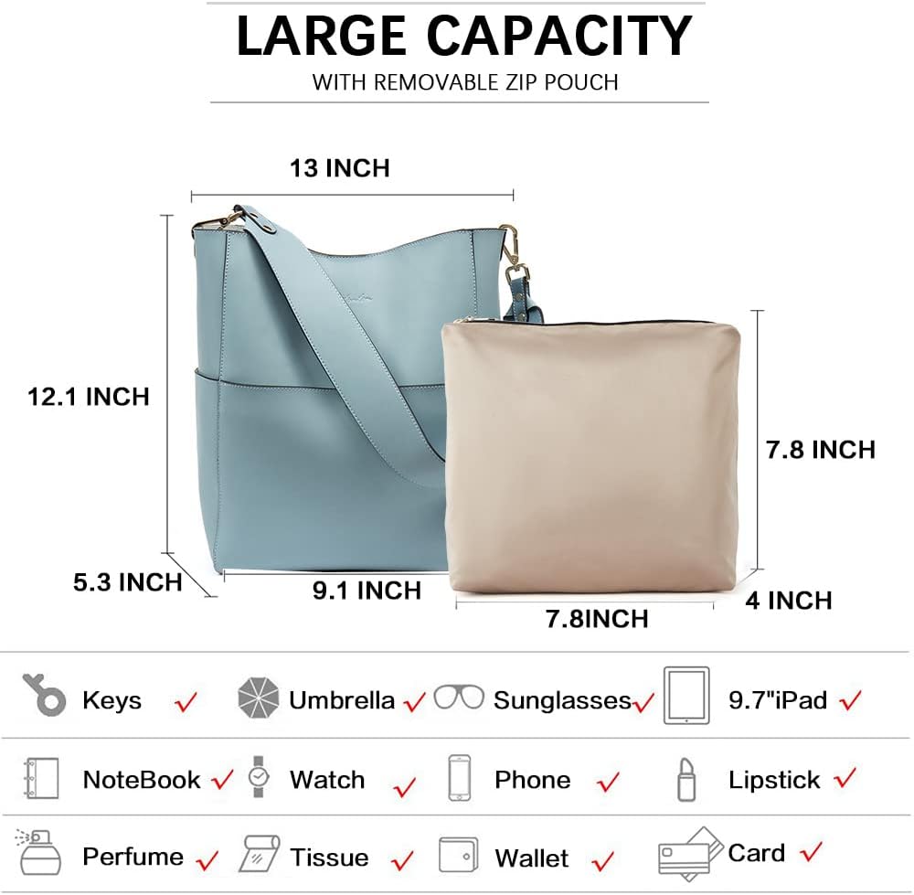BOSTANTEN Leder Damen Handtasche Schultertasche Umhängetasche Designer Tasche Gross Hellblau, Hellbl
