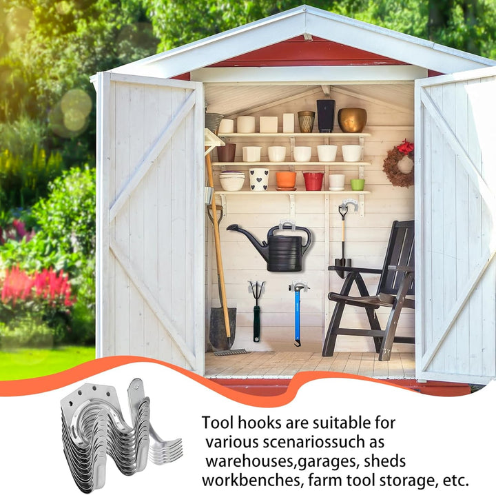 18 Stk Gartengerätehalter Haken, Einzelhaken/Doppelhaken Gerätehalter für Garage, Garten, Fahrradsch
