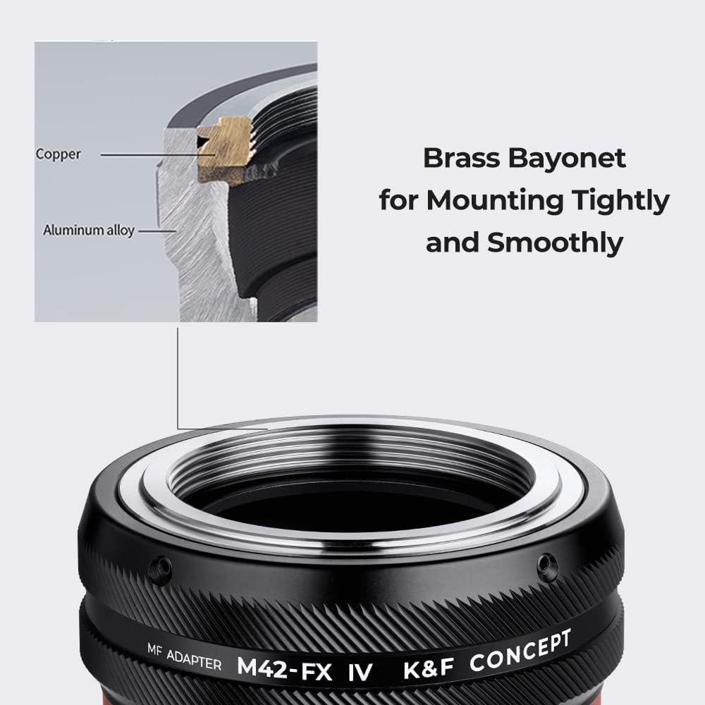 K&F Concept Lens Mount Adapter M42-FX IV Manueller Fokus Kompatibel mit M42 Objektiv und Fujifilm X