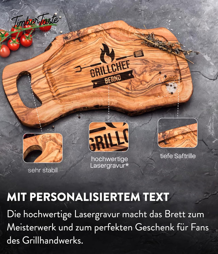 BBQ Grill Gewürz & Grillbrett für Männer [+ PERSONALISIERT] - 5 erlesene Grillgewürze inkl. Rezepte,