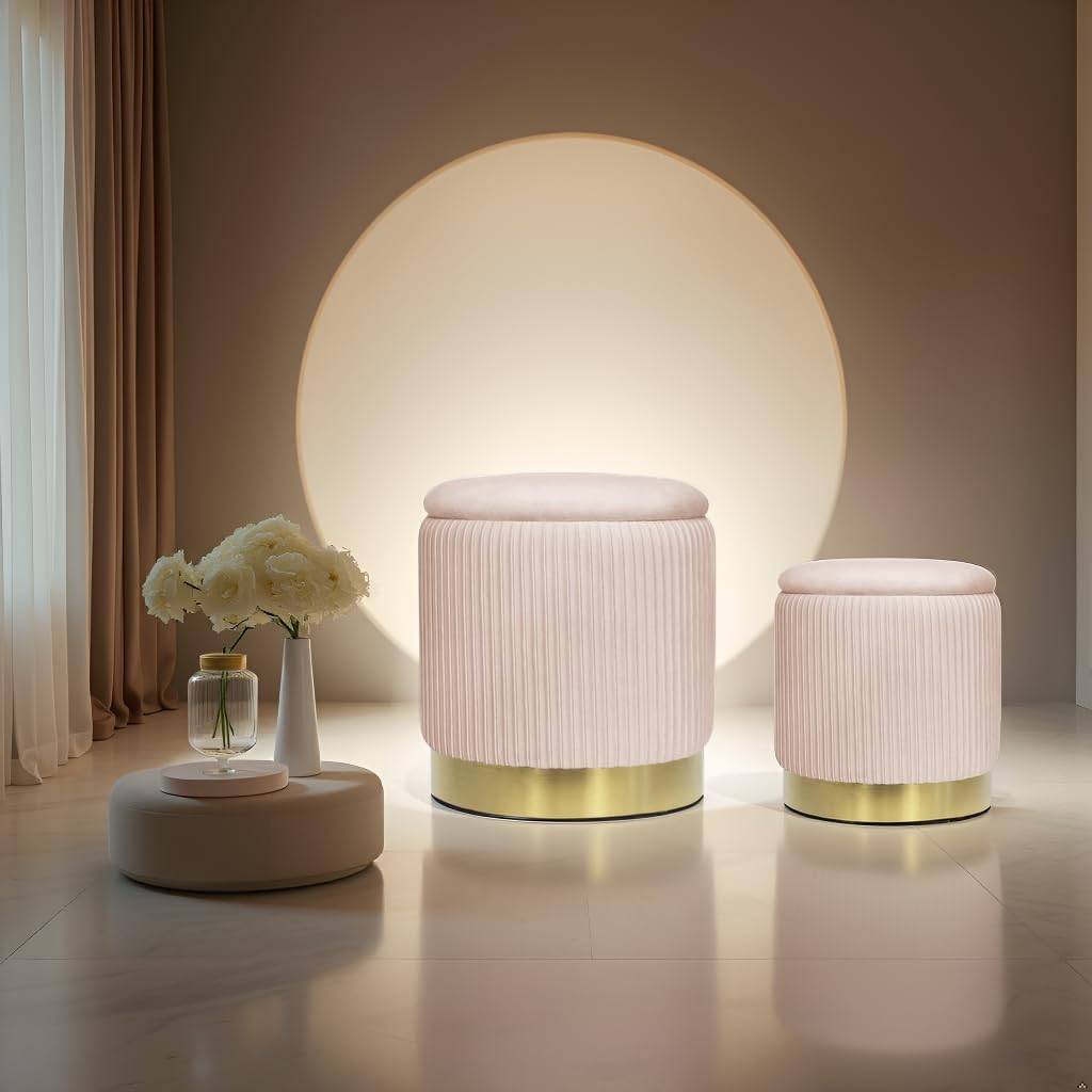 AllEquip 2er-Set Sitzhocker Samt Schminktisch Pouf Hocker mit Stauraum Ottoman Aufbewahrungshocker (