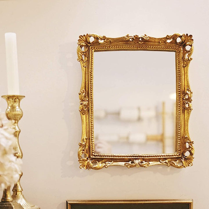 lemonadeus Verzierter Gold Barock Rahmen Spiegel Luxus Elegante Kleine Rechteck Quadratisch Gold Wan