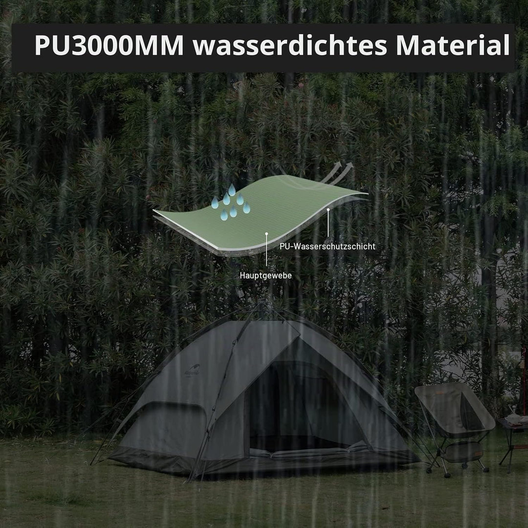 Naturehike Pop Up Zelt Wurfzelte Automatik Campingzelt 3-4 Personen Doppeldeck Kuppelzelt Grosses Fa