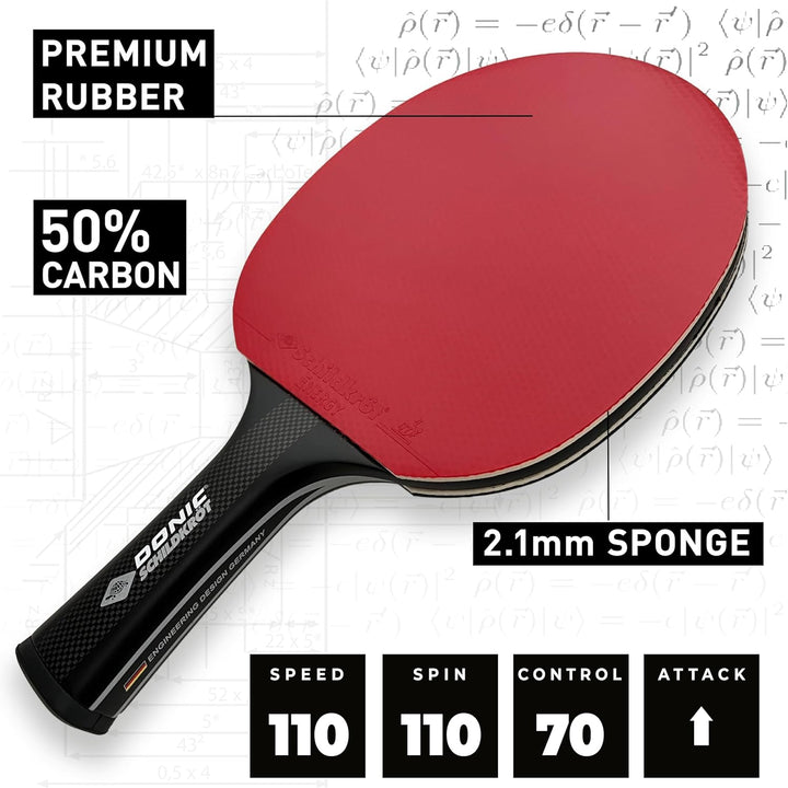 Donic-Schildkröt Carbon Tischtennisschläger CarboTec 3000, One-Piece Konstruktion, Schwarz