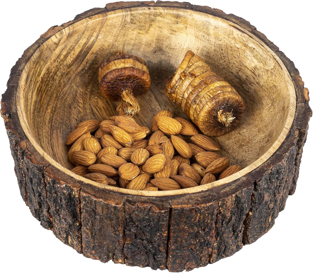 GoCraft Dekorative Schale aus Mangoholz mit Baumrinde, mittelgross, 19,1 cm Durchmesser x 7 cm Höhe,