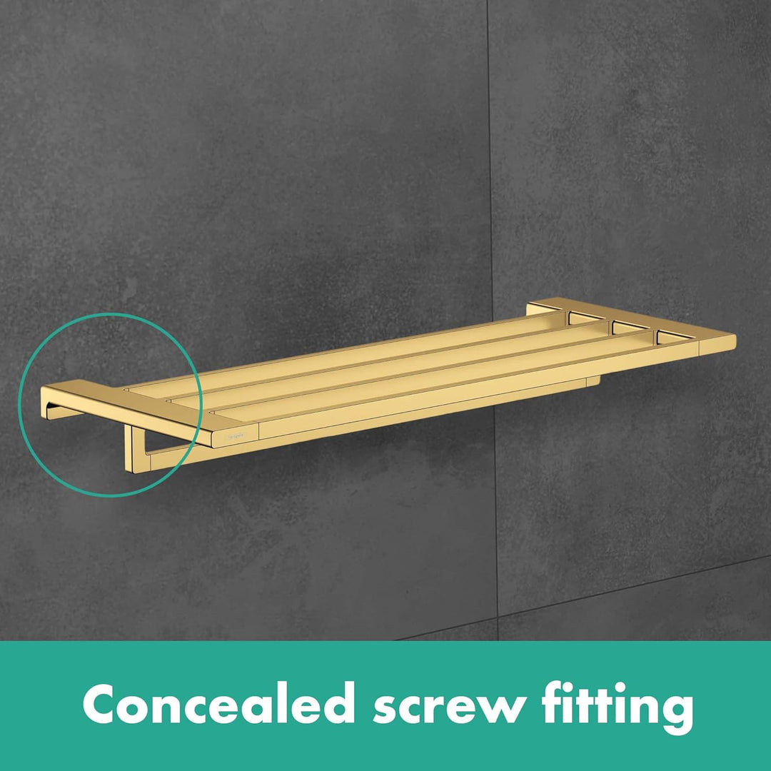 hansgrohe AddStoris - Handtuchablage mit Handtuchhalter, Badetuchhalter für Wandmontage, verdeckte B