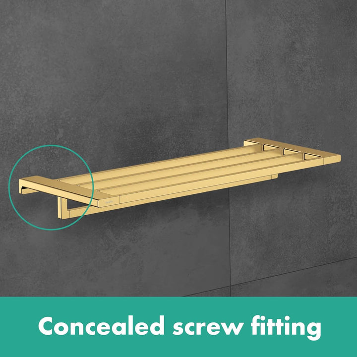 hansgrohe AddStoris - Handtuchablage mit Handtuchhalter, Badetuchhalter für Wandmontage, verdeckte B